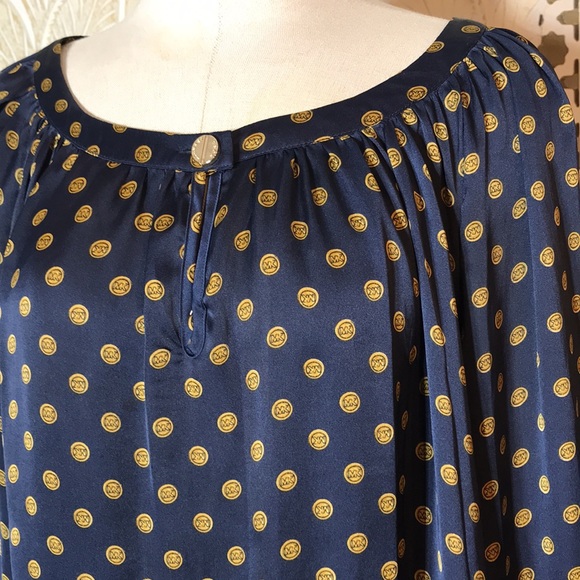 Michael Kors navy blue polyester size 12 woman’s long sleeve blouse - Picture 2 of 5